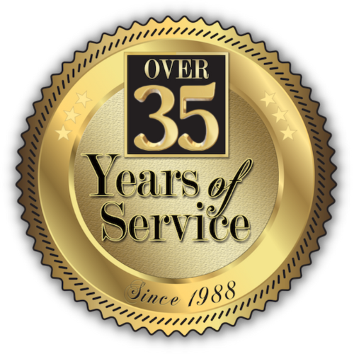 Warners Decking 35 Years of Deck building Service Badge.