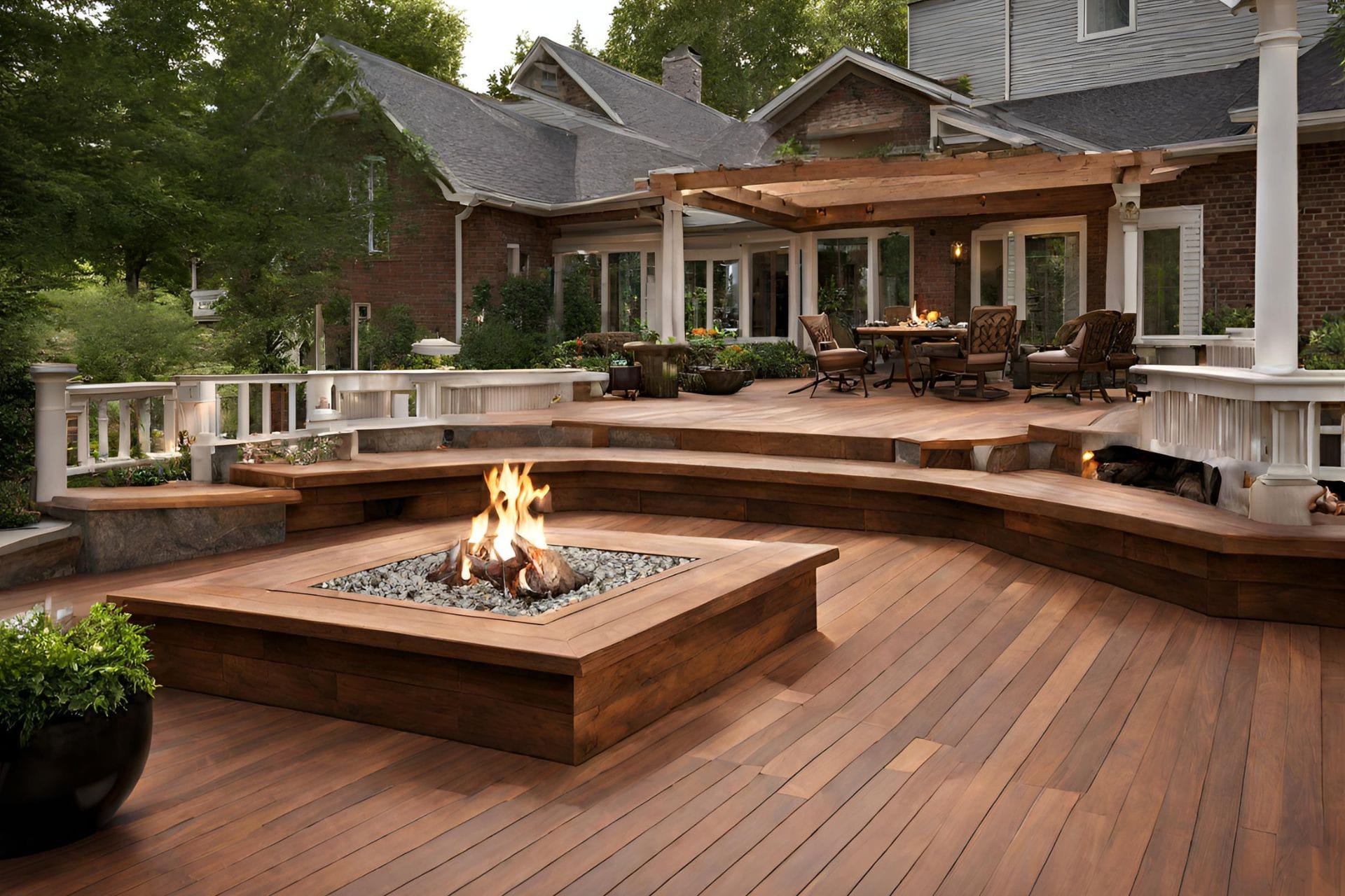 Composite Wood Deck with Firepit, Warners Decking, Naperville