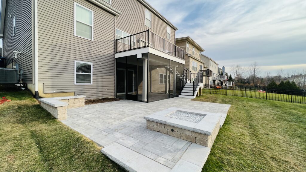 Close up view of a newly installed composite deck in Naperville, IL.